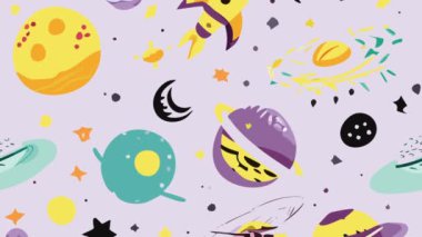 Gezegenler, yıldızlar ve uzay gezegenleriyle kusursuz bir düzen. vektör arkaplanı.