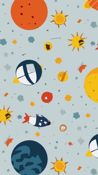Bezproblémový Vzor Planety Hvězdy Sluneční Soustavu Vektorová Ilustrace — Stock video