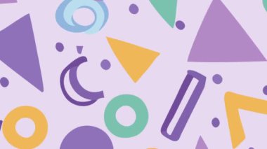 Memphis stilinde geometrik şekilli vektörsüz desen.