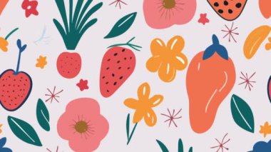 Kusursuz desen. Çiçekler ve yapraklarla soyut bir arka plan çizilmiş. vektör illüstrasyonu