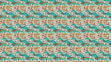 Raster Illustrasyon. Çiçek ve yaprakları olan hoş, pürüzsüz bir desen. suluboya ve resimleme.