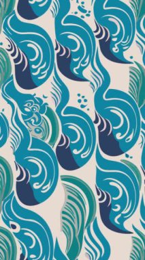 Mavi tondaki dalgaların vektör illüstrasyonu