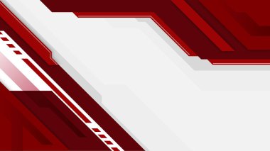 Beyaz arka planda keskin aksanlı koyu kırmızı geometrik şekiller içeren temiz soyut tasarım.