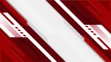Kalın kırmızı ve beyaz geometrik çizgiler ve katmanlı keskin aksanlı soyut arkaplan
