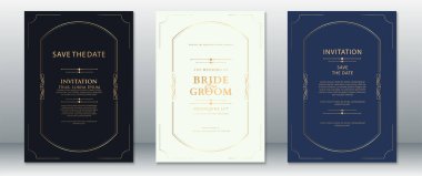 Saf altın süslemeli şablonlar ve koyu renk, krema ve donanma arka planlarında mevcut şık köşeli şablonlar. Resmi olaylar için mükemmel, tarihi ve üst düzey kırtasiye tasarımlarını kaydet.