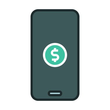 Mobil bankacılık simgesi. Ekranda dolar sembolü olan akıllı telefon simgesi