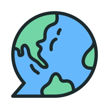 International conversation icon in linear color style clipart