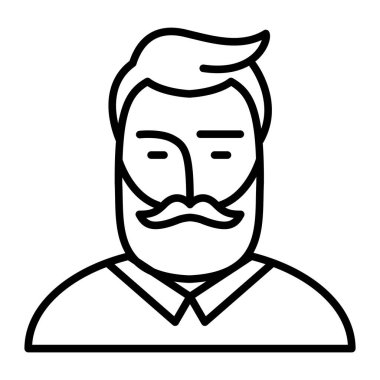 Hipster avatarı hizada. Düzenlenebilir darbeyle aynı hizada saç stili ikonu. Berber dükkanının sitili hakkında simge