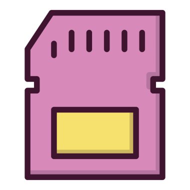 Memory card icon. MicroSD icon. Electronic device icon in line style clipart