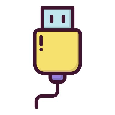 USB kablo simgesi. Satır biçiminde elektronik aygıt simgesi