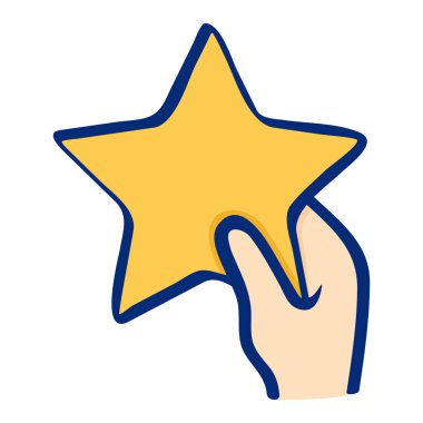 Bir yıldız simgesini çizgisel renk şeklinde tutarak. Çizgisel renk biçiminde takdir simgesi