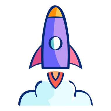 Çizgisel renk tarzında roket simgesi. Çizgisel renk biçiminde başlangıç simgesi