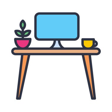 Çalışma masası simgesi. Yaratıcı İşçi Çalışma Masası