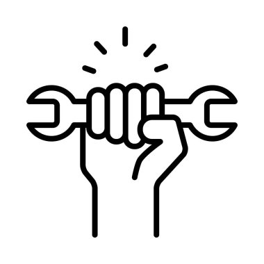 Fast Repair and Maintenance Service Icon. Hand Holding a Wrench clipart