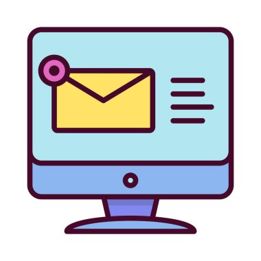 Bilgisayar e-posta alıyor. Bilgisayar simgesi