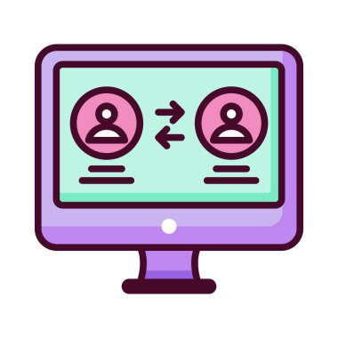 Video çağrı simgesi. Bilgisayarla yapılan bir video aramasının görüntüsü