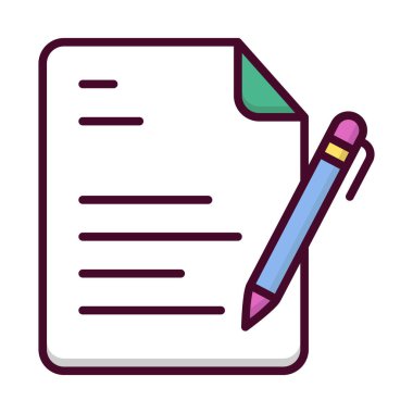 Not kağıdı ve kalem. Satır biçiminde dizüstü bilgisayar simgesi