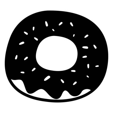 Glyph tarzında donut simgesi. Kabartma biçiminde çörek.