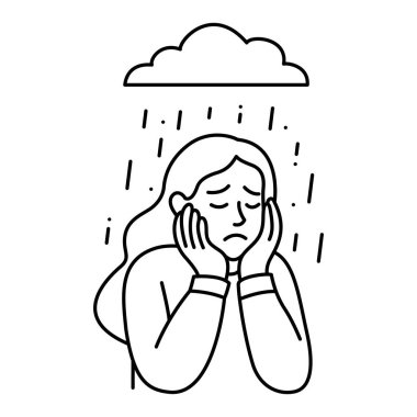 Hüzünlü kadın ikonu, düzenlenebilir vuruşlarla aynı hizada. Düzenlenebilir vuruşu olan endişeli bir kadın ikonu. Stresli kadın ikonu. Zihinsel sağlık ve zihinsel hastalıklarla ilgili simgeler düzenlenebilir felçle aynı hizada.