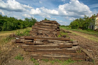Old railway sleepers from the dismantled railway in Banat - Serbia.