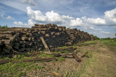 Old railway sleepers from the dismantled railway in Banat - Serbia.
