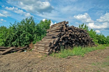 Old railway sleepers from the dismantled railway in Banat - Serbia.