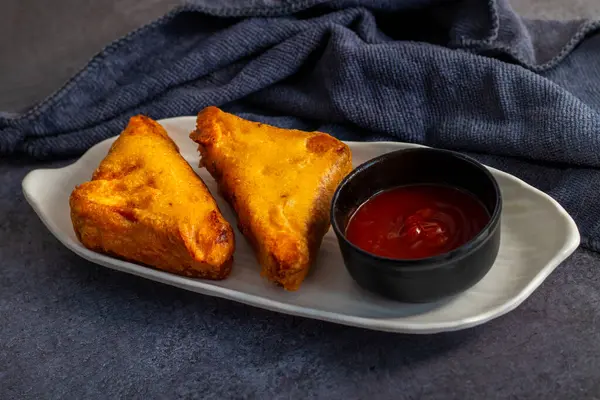 stock image selective focus of Indian snack 