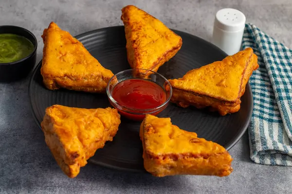 stock image selective focus of Indian snack 