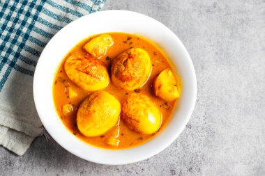 Lezzetli yumurta körisi, Bengali Hint mutfağı.. 