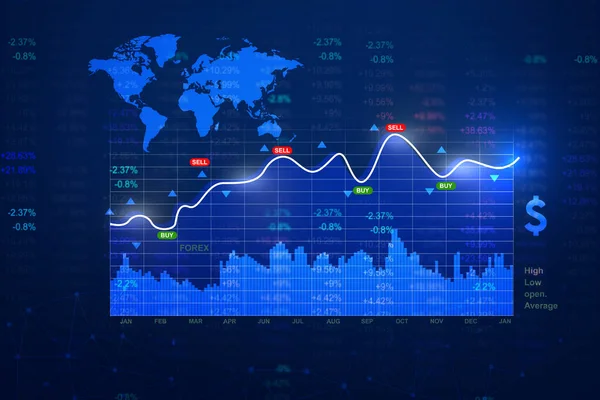 Stock Market Background Illustrazione Astratta Sfondo Blu Economia Concetto Finanza — Foto Stock