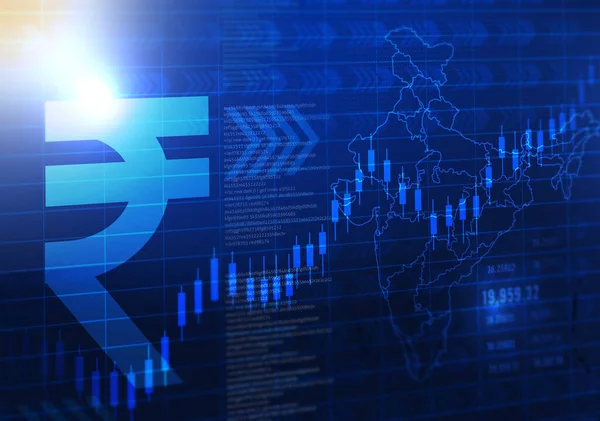 Ilustración Fondo Rupia India Azul Abstracto Fondo Ilustración Economía Finanzas —  Fotos de Stock