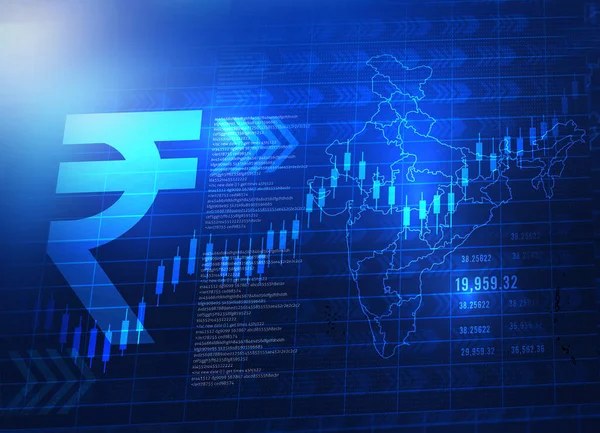 印度卢比的背景说明 Blue Abstract Background Illustration Economy Finance — 图库照片