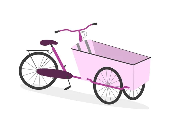 Μητρική Μηχανή Μεταφοράς Εμπορευμάτων Τρεις Τροχούς Κουτί Ποδήλατο Ροζ Καρτούν — Διανυσματικό Αρχείο