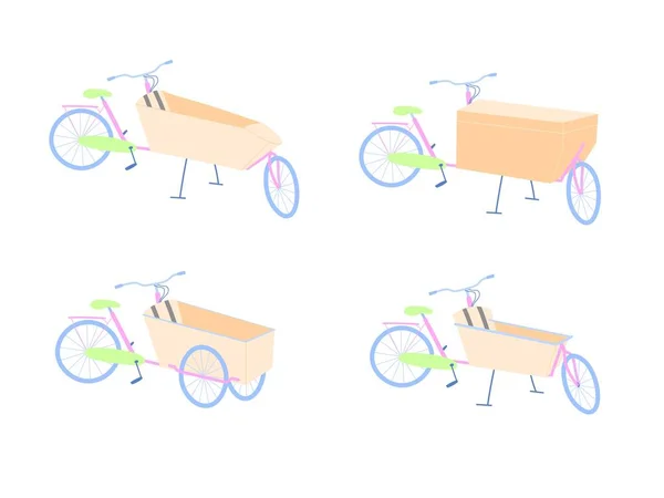 Σύνολο Ποδηλάτων Φορτίου Διαφόρων Σχημάτων Και Λειτουργιών Εικονογράφηση Διανύσματος — Διανυσματικό Αρχείο