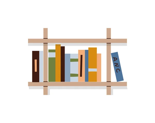 Boekenplank Met Diverse Boeken Bibliotheek Boekhandel Concept Vectorillustratie — Stockvector