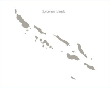 Solomon Adaları haritası. Takımadanın düz görüntüsü. Vektör illüstrasyonu