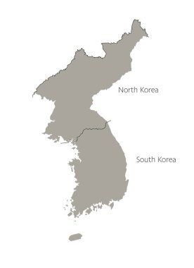 Birleşik Kore haritası. Güney ve Kuzey Kore. - Evet. Vektör illüstrasyonu