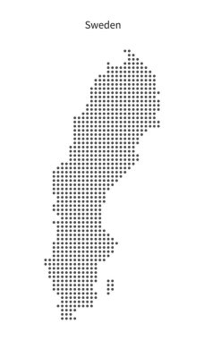 İsveç 'in noktalı polka desenli haritası. İzole edilmiş basit bir ülke haritası. Vektör illüstrasyonu