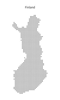 Finlandiya 'nın benekli nokta desenli haritası. İzole edilmiş basit bir ülke haritası. Vektör illüstrasyonu
