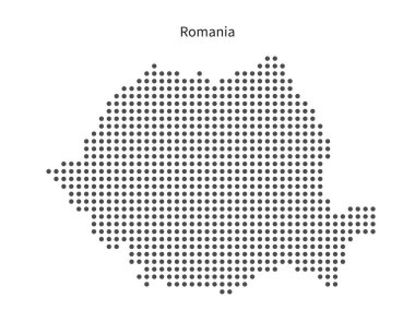 Romanya 'nın Benekli Haritası - Modern Soyut Vektör İllüstrasyonu Minimalist Pikselleştirilmiş Romanya Tasarımı - Çağdaş Dijital Tasarım. Vektör illüstrasyonu