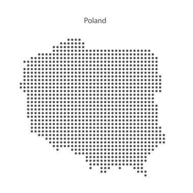 Polonya 'nın Benekli Vektör Haritası. Soyut Polonya Dot Deseni Tasarımı. Vektör illüstrasyonu