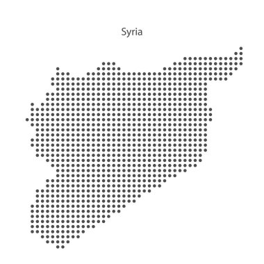 Noktalı Suriye haritası. Basit Suriye modeli. Vektör illüstrasyonu