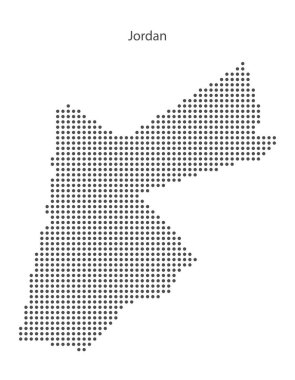Ürdün 'ün stilize edilmiş noktalı haritası. - Evet. Vektör illüstrasyonu
