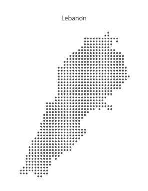 Lübnan 'ın noktalı stilize haritası. Lübnan haritasının sınırları içinde basit bir düzenli düzen. Vektör illüstrasyonu