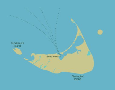 Atlantik Okyanusu 'ndaki Nantucket adasının haritası. Vektör illüstrasyonu