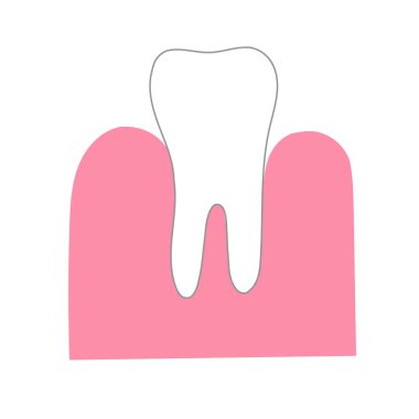 Basit bir diş ve sakız çizimi. Vektör illüstrasyonu