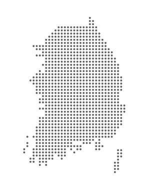 Güney Kore 'nin vektör noktalı haritası beyaz arka planda izole edilmiş, düzenlenmesi kolay. Vektör illüstrasyonu