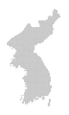 Beyaz arka planda izole edilmiş Kore Yarımadası 'nın vektör noktalı haritasını düzenlemek kolay. Vektör illüstrasyonu