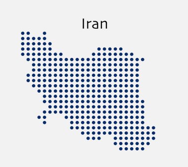 İran 'ın noktalı haritası, nokta desenli basit soyut harita. Vektör illüstrasyonu