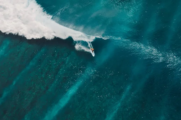 Aerial View Surfing Ideal Wave Perfect Waves Surfers Ocean — Stock Photo, Image